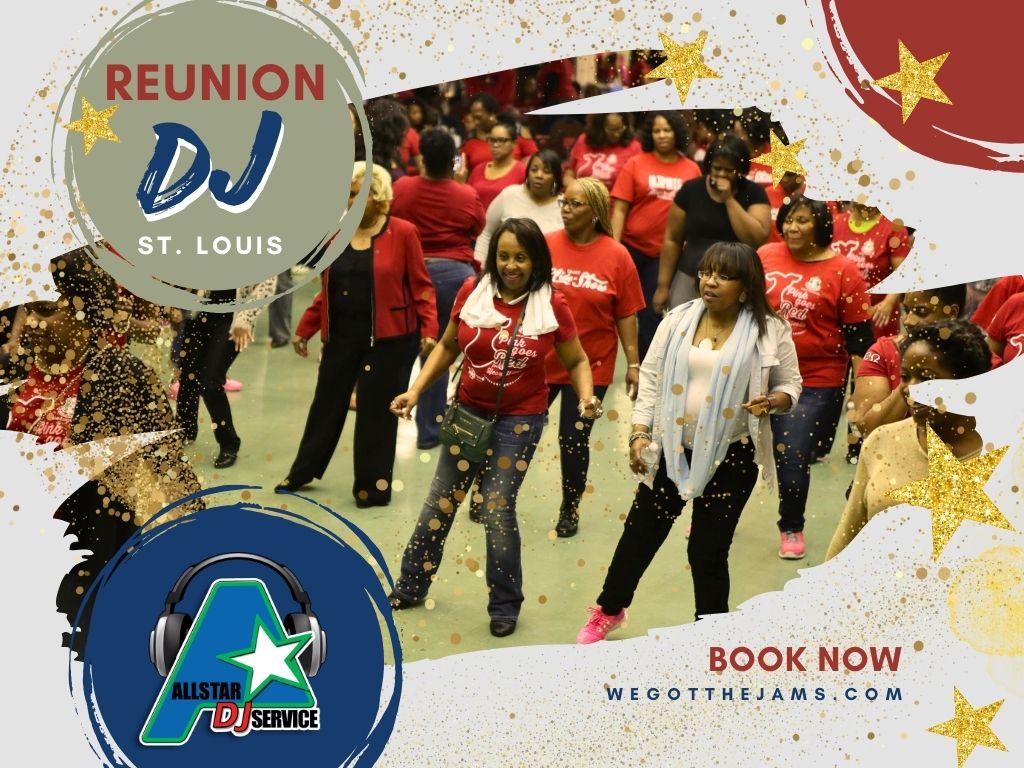 women dancing in red shirts to a reunion dj