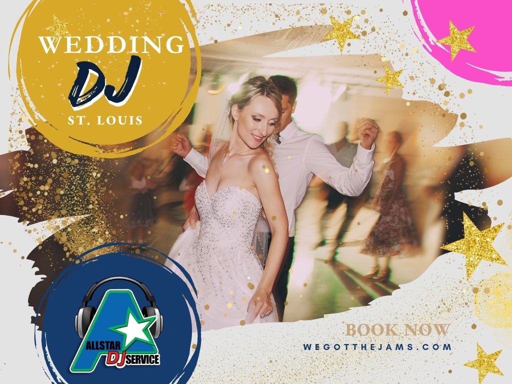 wedding dj flyer with couple dancing and background blurred